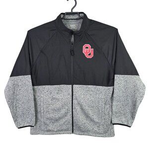 Mens Captivating Black & Gray Full Zip Jacket Oklahoma Sooners OU Polyester L